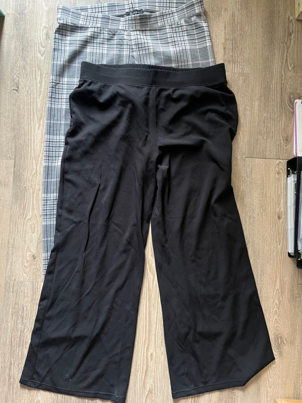 Bailey 44 Black Wide-Leg Trousers Lily Morgan Plaid Dress Pants XL